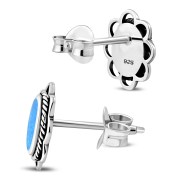 Synthetic Opal Oval Stud Earrings - e362